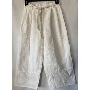 Urban Romantics Women's Sm White‎ Capri Pants Cropped Cotton Boho Beach Vaca